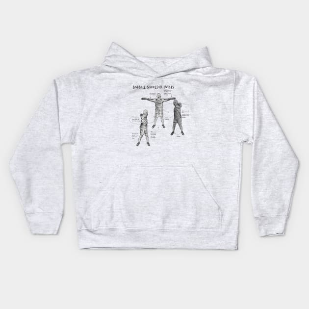 Barbell Shoulder Twist Kids Hoodie by DiPEGO NOW ENTERTAiNMENT